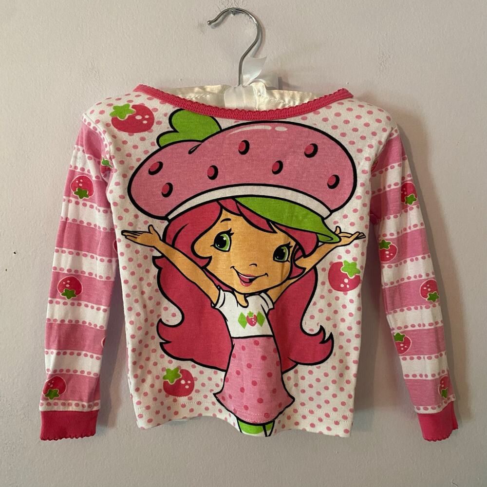 Strawberry Shortcake Y2K Pink Stripe Polka Dot Long Sleeve Tee Kids 24 months